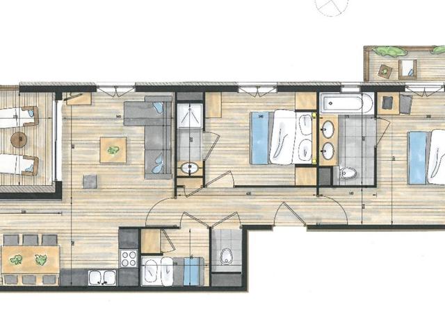 Family 3-bedroom apartment in Courchevel, parking and near slopes FR-1-575-130 - Courchevel 1650