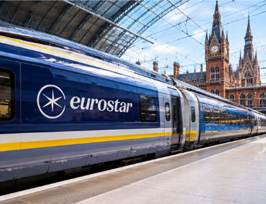 Eurostar train travelling towards the French Alps
